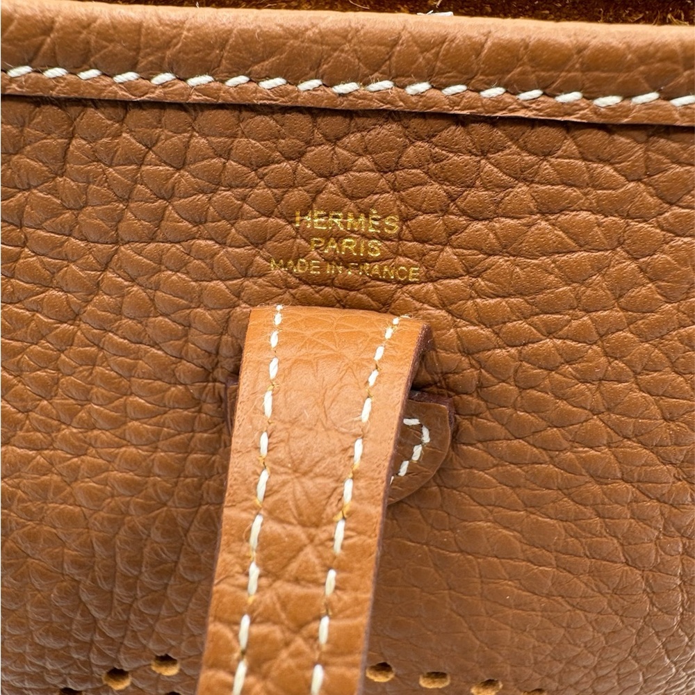 💞Authentic💞Hermès Mini Evelyne TPM Gold/Brown - Picture 3 of 15